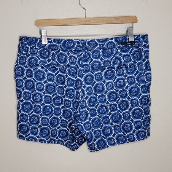 Level 99 | Linen Blend Blue White Circle Floral Shorts 5" Inseam Size 32 - Picture 3 of 6